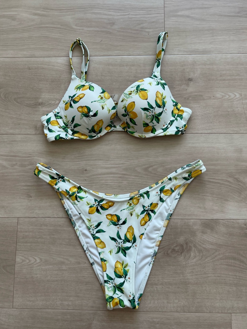 Victoria's Secret White Lemon Print Bikini Set